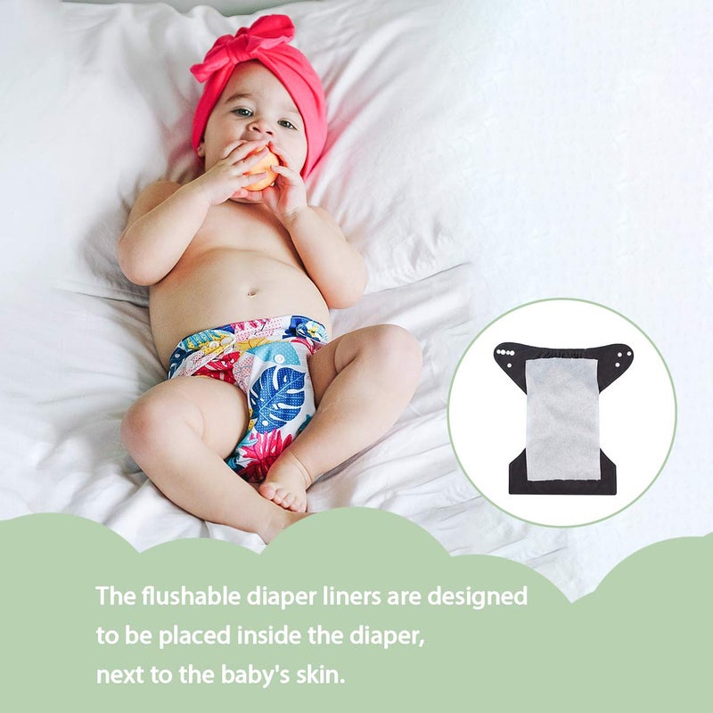 ALVABABY Diaper Liners 4 Rolls for Baby Cloth Diaper 11.8 x 7.1 Inch Disposable Natural Soft Compostable Fragrance Free and Chlorine Free 400 Sheets - Image 2